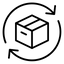 Icon of a box with arrows indicating a circular flow or recycling.