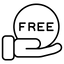 Outline of a boxing glove with 'FREE' text inside a speech bubble on a white background