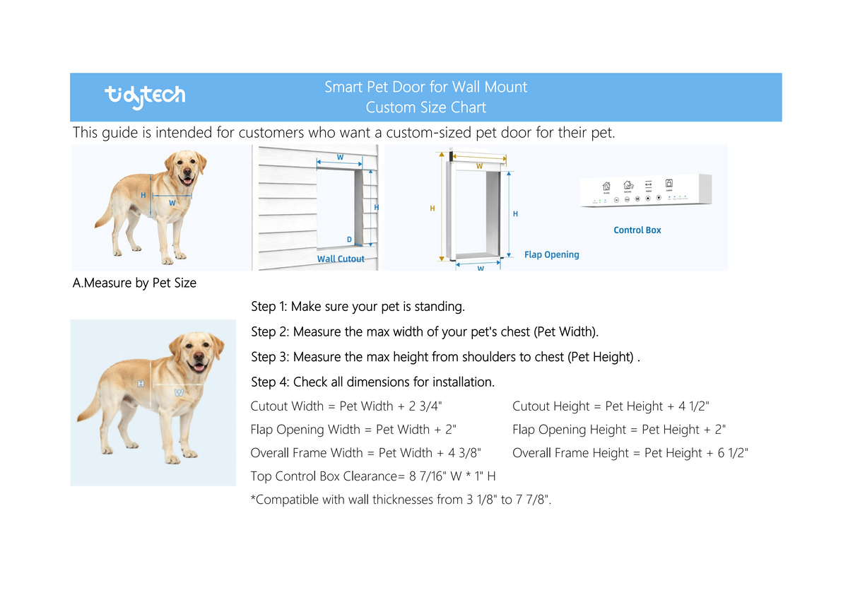 TidyTechPet Smart Pet Door with Sensors | Custom Size