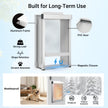 Dog door with features highlighted on a light blue background