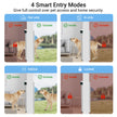 Dog gate with four smart entry modes for pet access and home security.