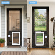 Automatic dog door installation viewed by door from inside and outside