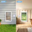Automatic dog door installation viewed by wall from inside and outside