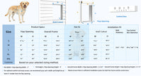Dog door installation guide with measurements and specifications