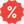 White percentage symbol on a red star-shaped background